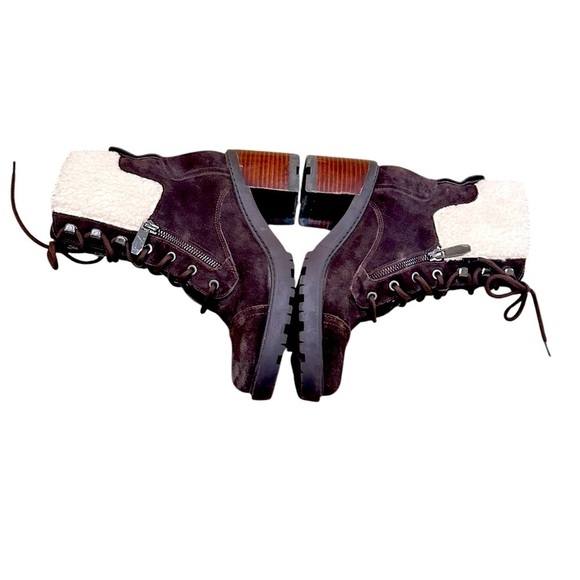 Marc Fisher Lansly Dark Brown suede lace up combat  Boots lug sole size 6.5 - Picture 5 of 10